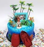 MOANA Tropical Themed Moana Birthday Cake Topper Set Featuring Moana Figure and Decorative Accessories