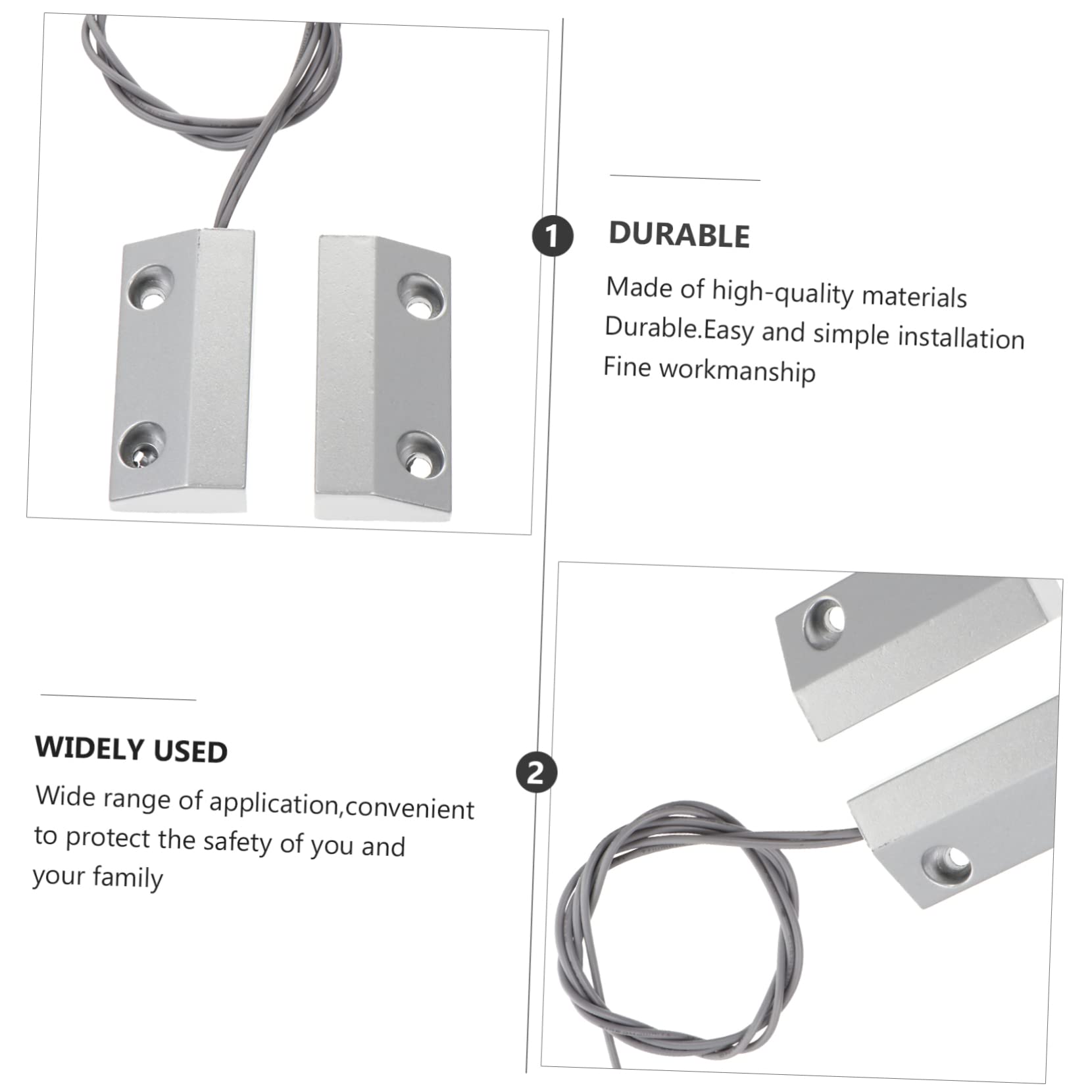 Lot De 3 Capteurs Dalarme pour Porte Et Fenêtre Boîtier en Alliage De Zinc Usage Industriel