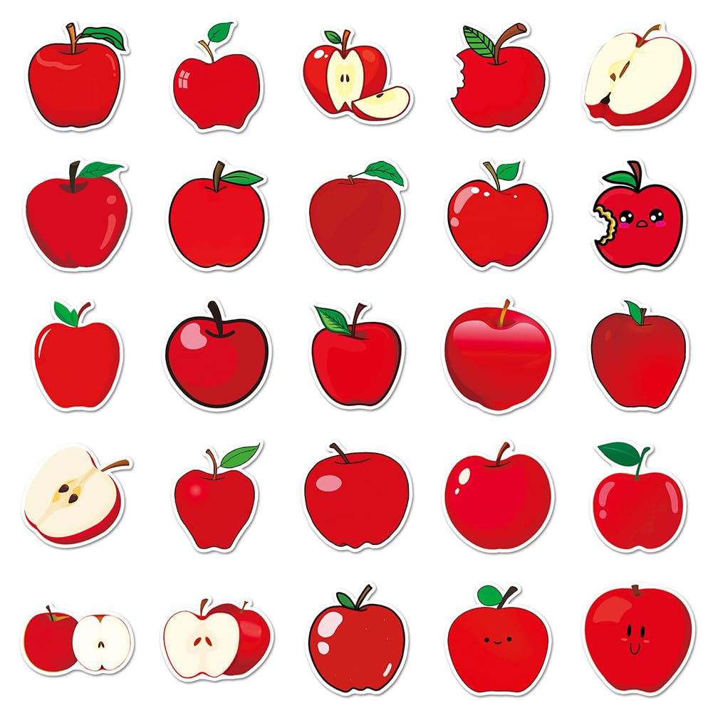 Adesivi Apple |50 adesivi in vinile impermeabili a forma di mela per bottiglie d'acqua, biciclette, laptop, frigoriferi, bagagli, computer, cellulare, skateboard, bici