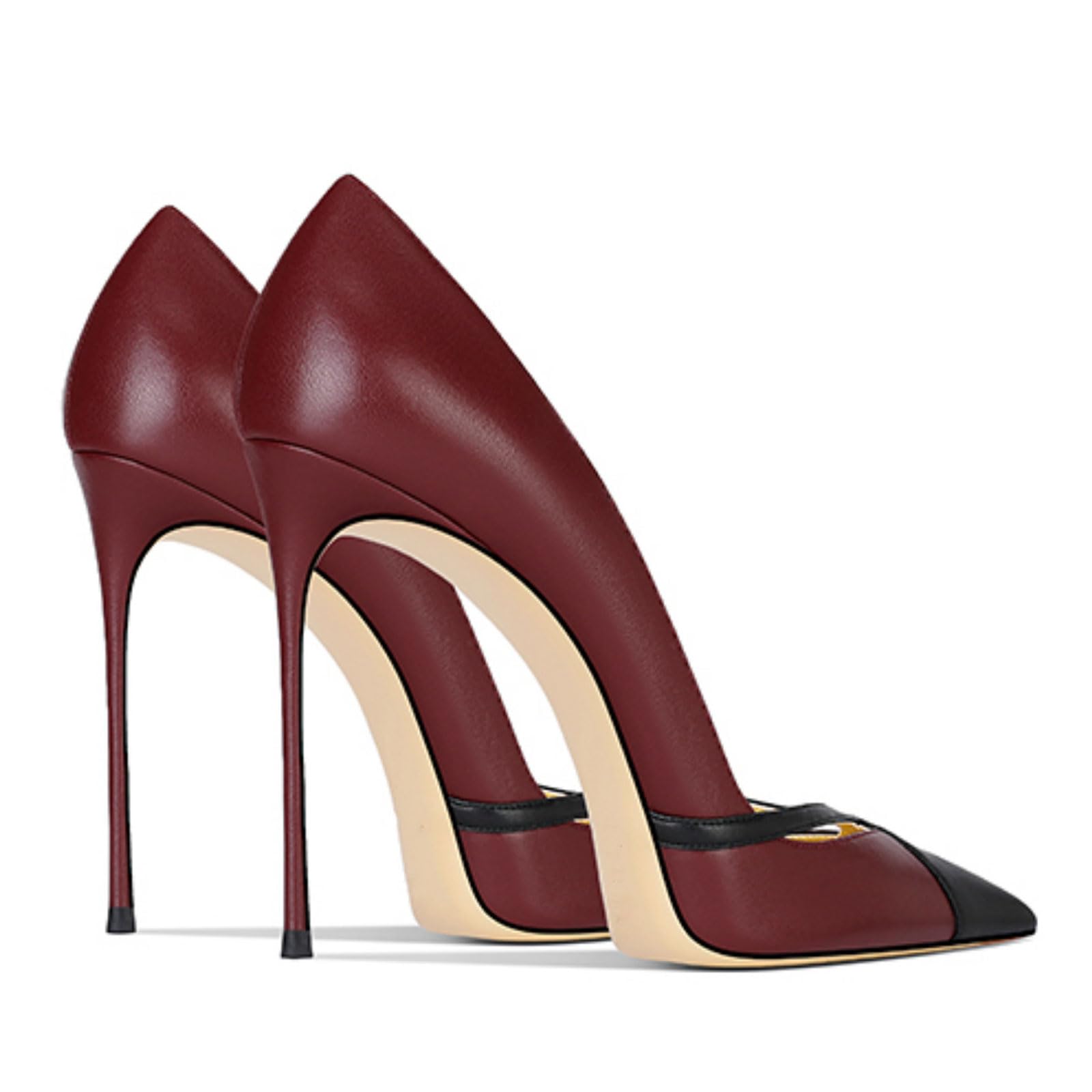 Tacchi Alti High Heels Donna Ritaglio Punta Chiusa Stiletto Slip On Porm Partito Abito Sposa Ufficio Scarpe 12cm