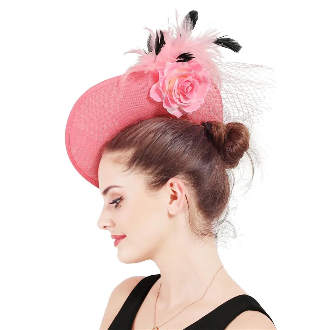 Cappello da donna blu reale Big Derby fascinator elegante piume Fedora Cap per accessori per capelli