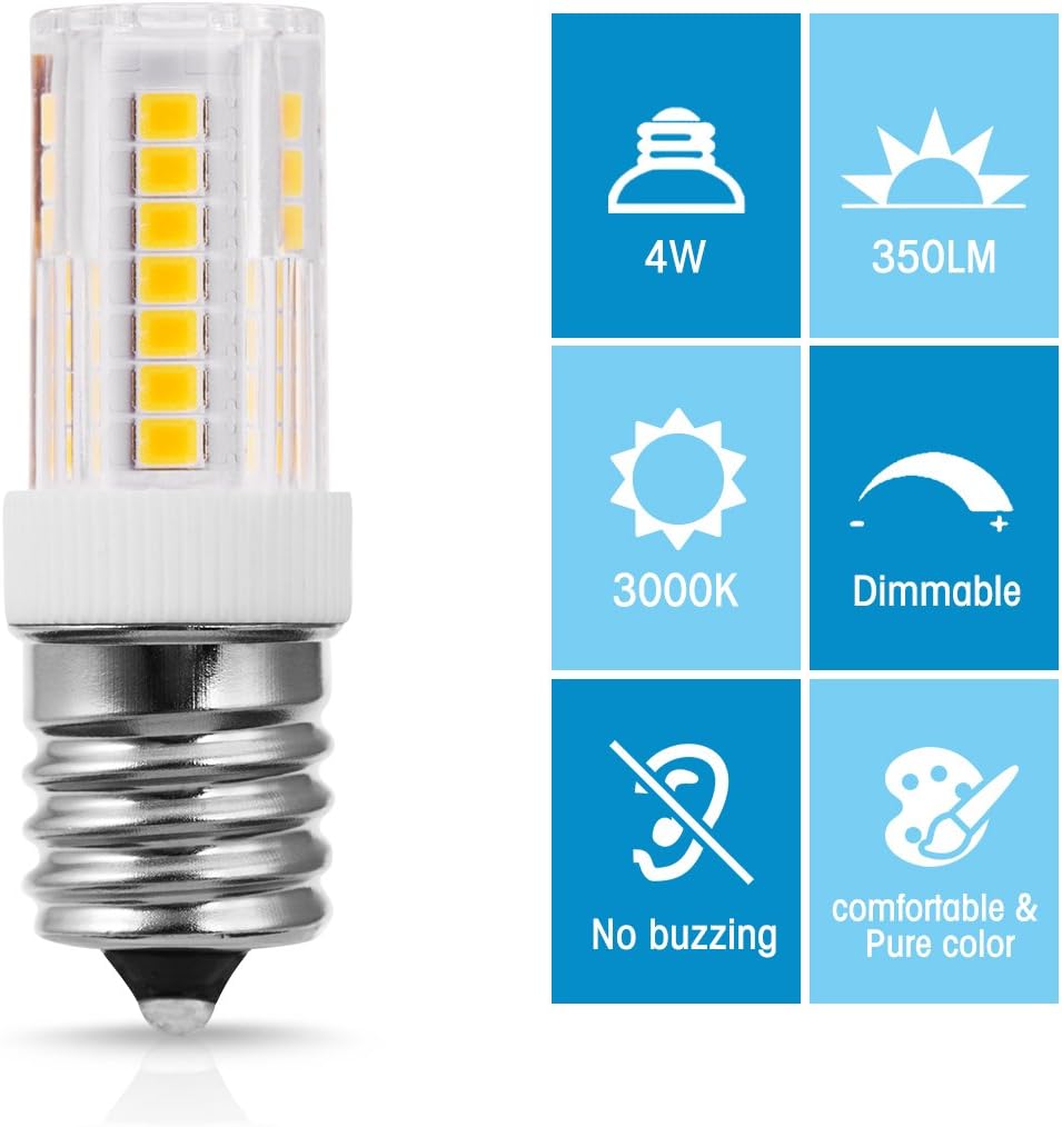 LED Soft White 3000K Ceiling Fan Light Bulbs, JandCase 20W Equivalent e17 Bulbs, 2w, 4Pack