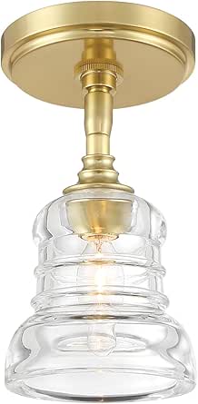 Crystorama Gregory 1 Light Aged Brass Semi Flush Mount with Clear Glass Shade