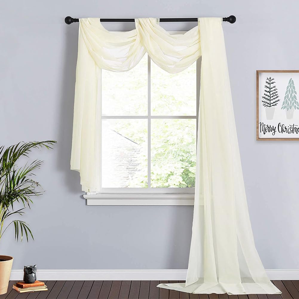 CEWROM Mariage Arche Tenture - 70 X 550 Cm Rideau En Tulle Blanc, Tissu Drapé En Mousseline De