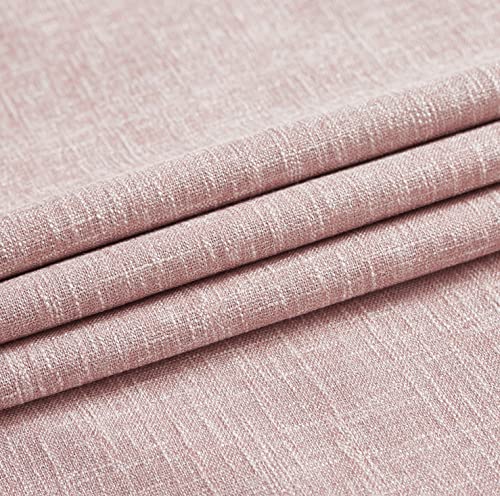 Pink Solid Full Blackout Curtain Heavy Linen Texture Room Darkening Window Treatment For Bedroom Noise Reducing Drapes 8 Grommets Top For Living Room With Gray Liner, Pink, 50" X 108", 2 Panels #TOP3