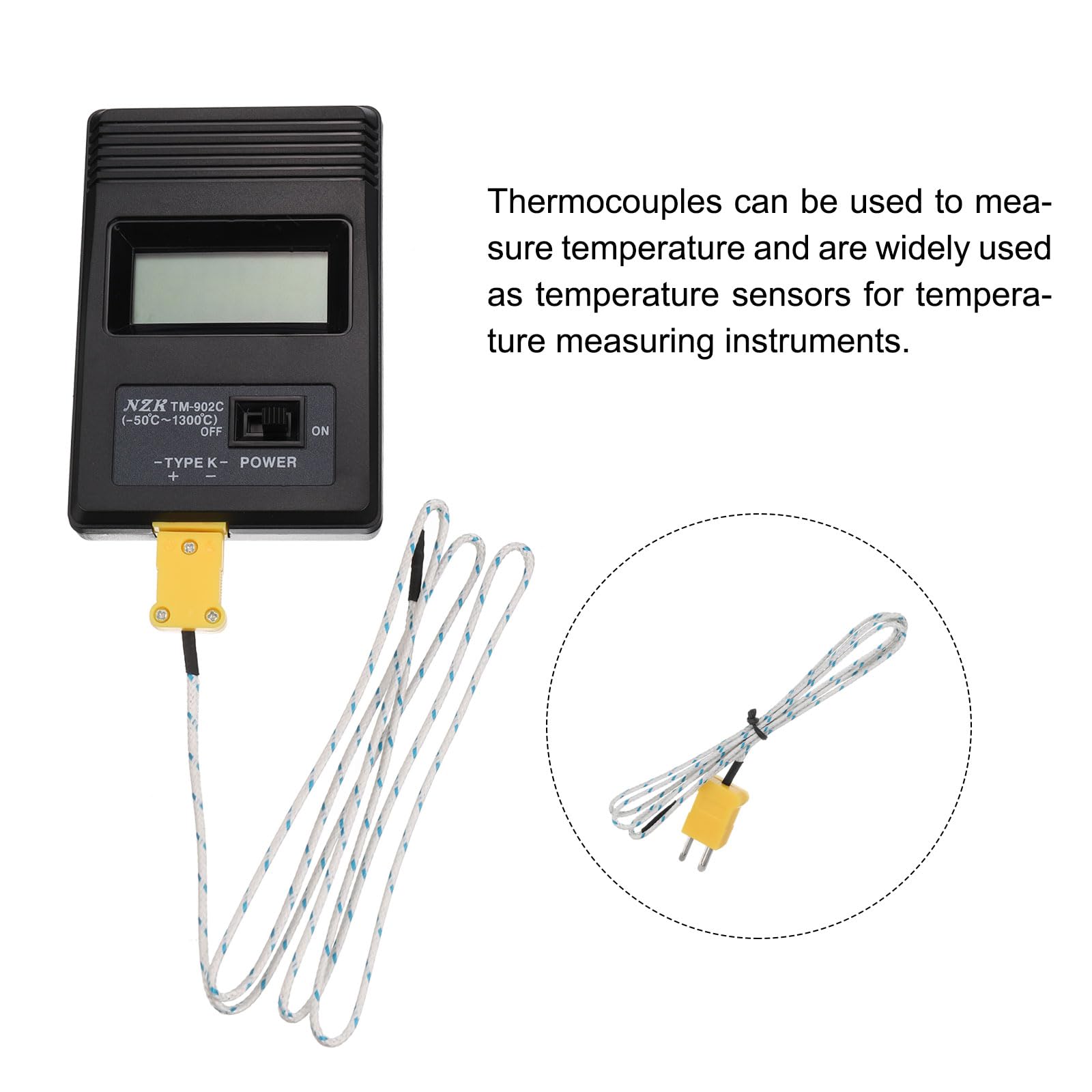 QUARKZMAN Termómetro de Termopar Digital Tipo K, Medidor de Temperatura (-50 A 1300 °C), con Sonda de Termopar de Superficie 81533B