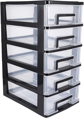 Organizador de cajones de plástico de 5 cajones, gabinete de almacenamiento transparente de cinco capas, caja de almacenamiento impermeable, soporte