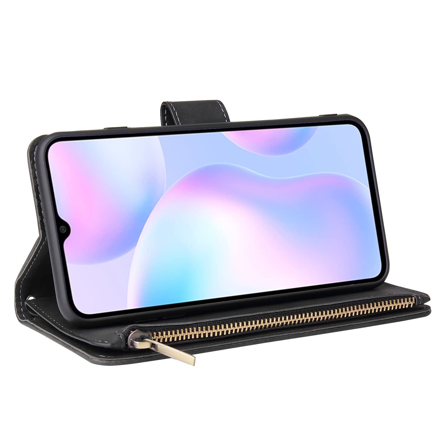 Asuwish Custodia A Portafoglio Con Cover In Pelle E Vetro Temperato Per Xiaomi Redmi 9AT/9A/9i (6,5") - 2