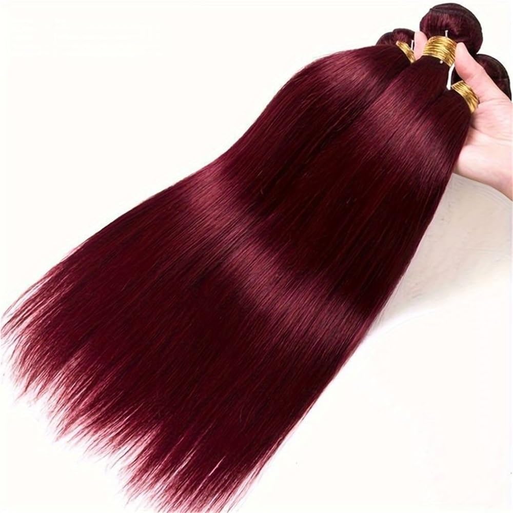 Fasci lisci bordeaux # 99J Estensioni dei capelli umani vergini non trattati rosso vino for donna 90 grammi for pacchetto 3 pacchi(26inch)