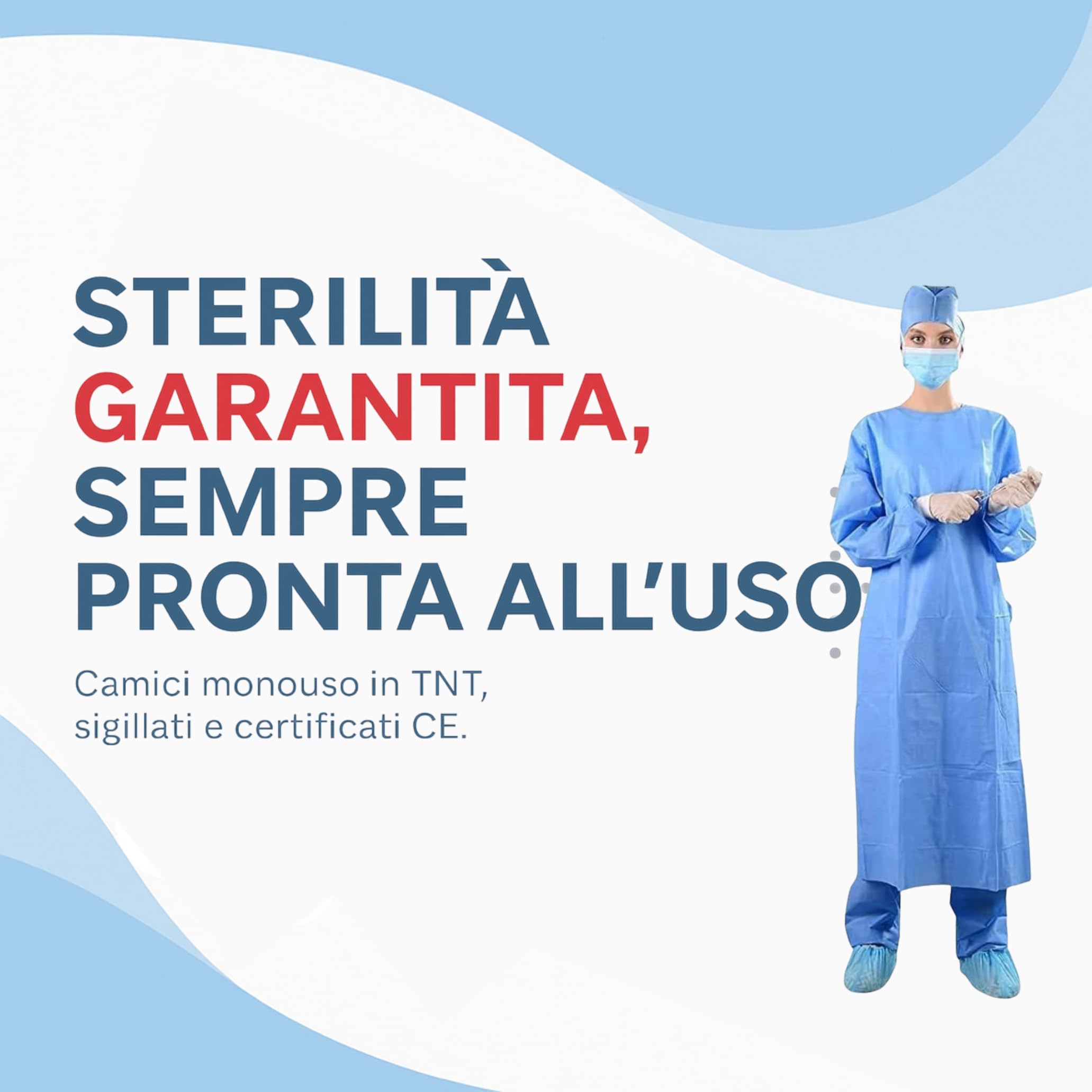 30 batas estériles quirúrgicas estándar azules con certificado CE - Bata desechable, transpirable, máxima protección - 2 toallitas lavamanos incluidas - Varios tamaños (XL) - FGSG-SM40XL