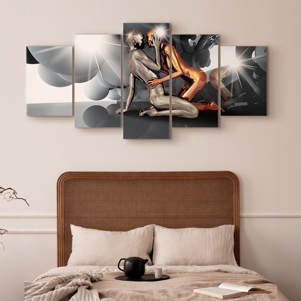 B&D XXL - Grand Tableau en Peinture Acrylique Moderne Salon, Figures 150x75