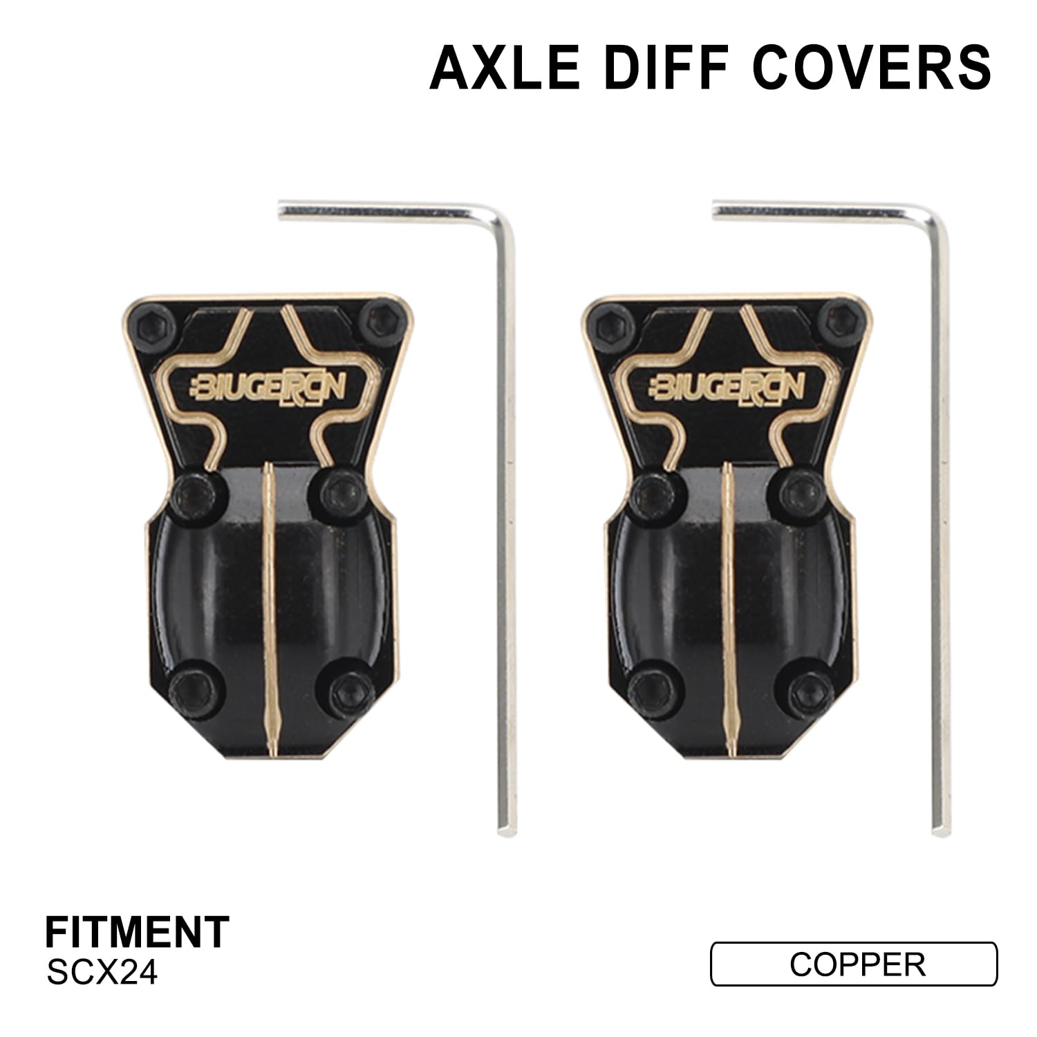 Wacece 2 Pcs Brass Diff Cover- CNC Front and Rear Axle Cover Coating Finish Diff Cover for 1/24 SCX24 RC Crawler Upgrade Accessories-Black