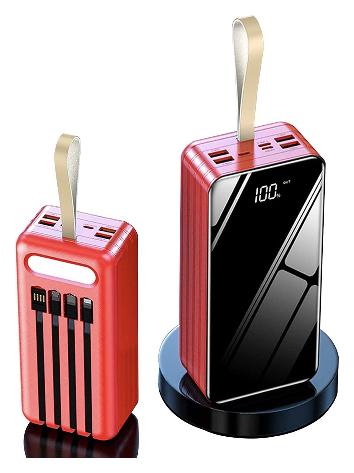 100000Mah Alta Capacidad Bancos De Energía Cargador Portátil Admite Carga Rápida De 2,1A Paquete De Batería Carga 7 Dispositivos para Teléfonos Inteligentes, Tabletas, Consolas De Juegos(Red)