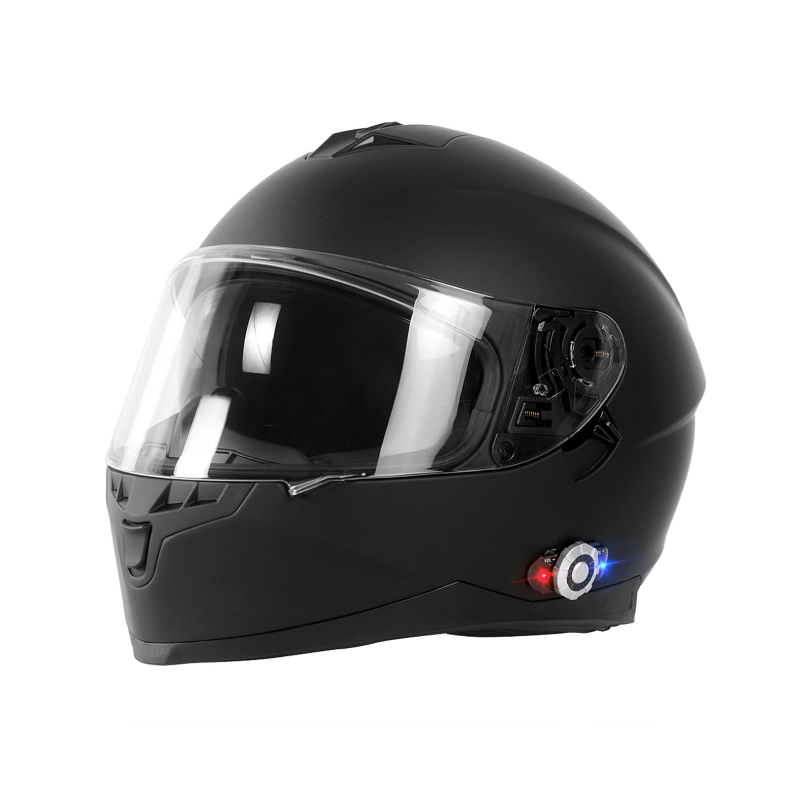 FreedConn BM2S Bluetooth Integrated Motorcycle Helmet, matte black finish.