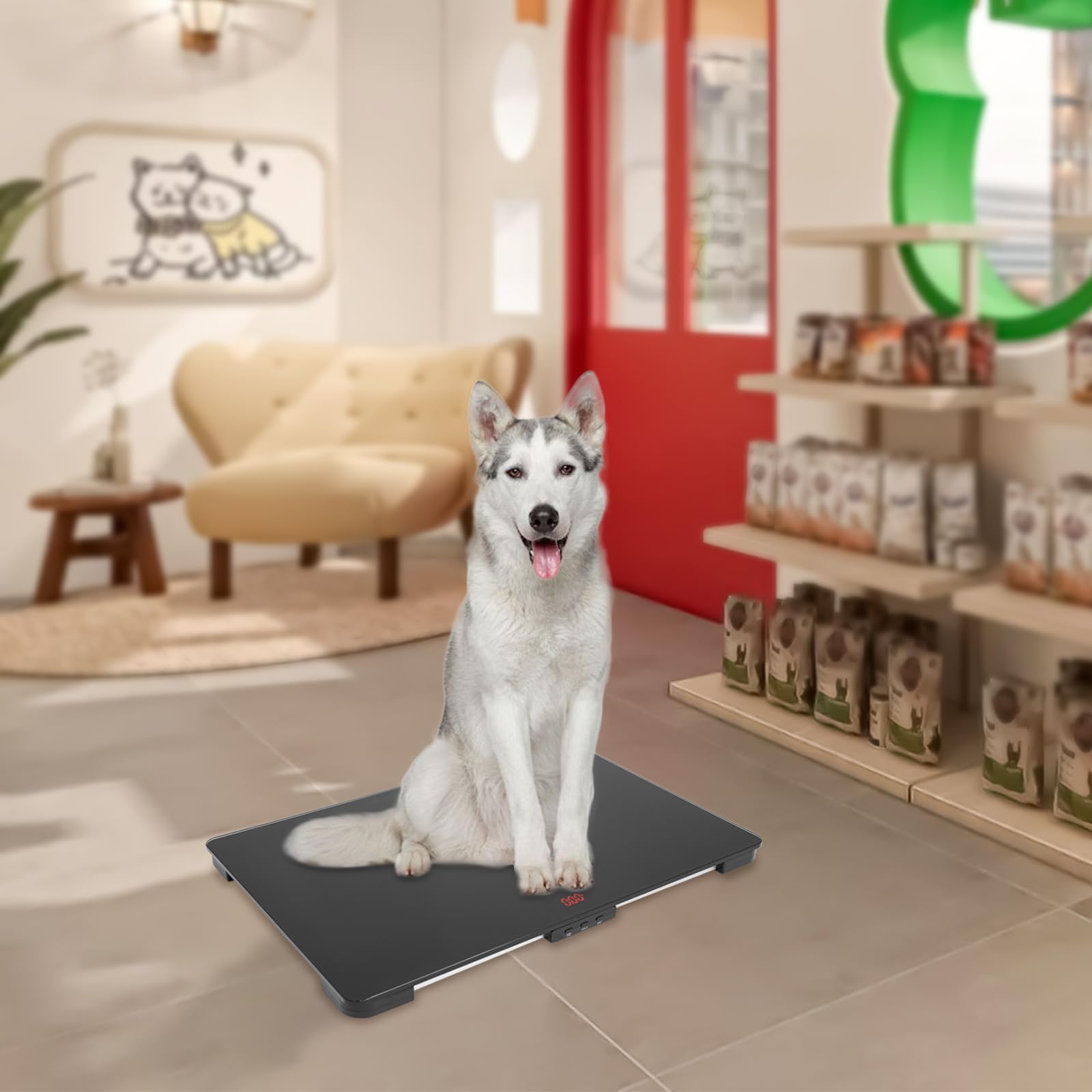 Bilancia per animali domestici per cani di taglia grande, per case private, trattamenti di animali, cliniche veterinarie, studio veterinario, nero, 65 x 45 cm