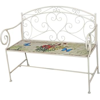 Amazon De Deko Bank Floral Stahlbank Gartenbank Dekoration Garten Motivbank Parkbank Mobel