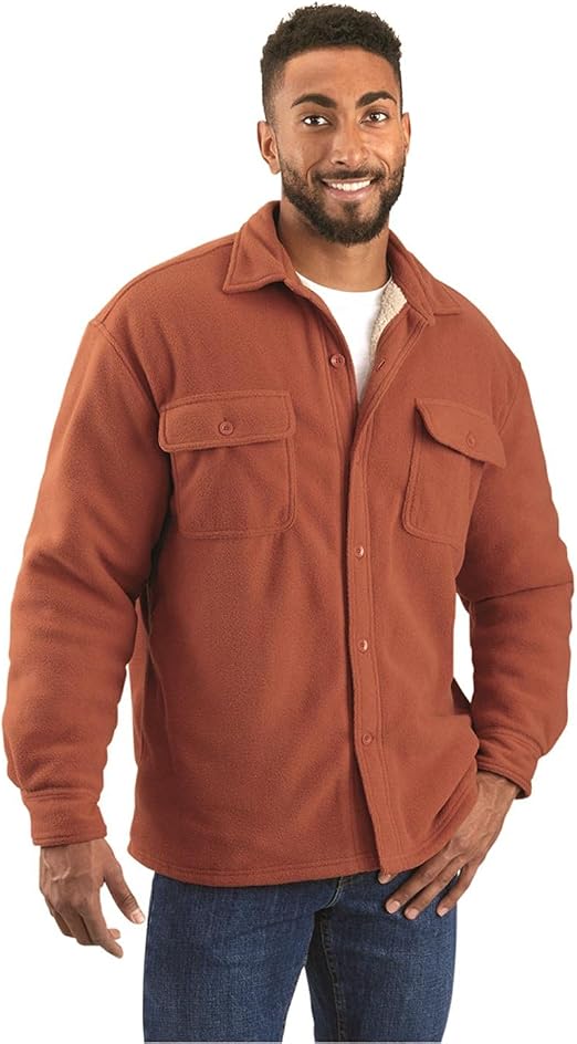Sherpa-Lined Shirt Jacket Fleece 