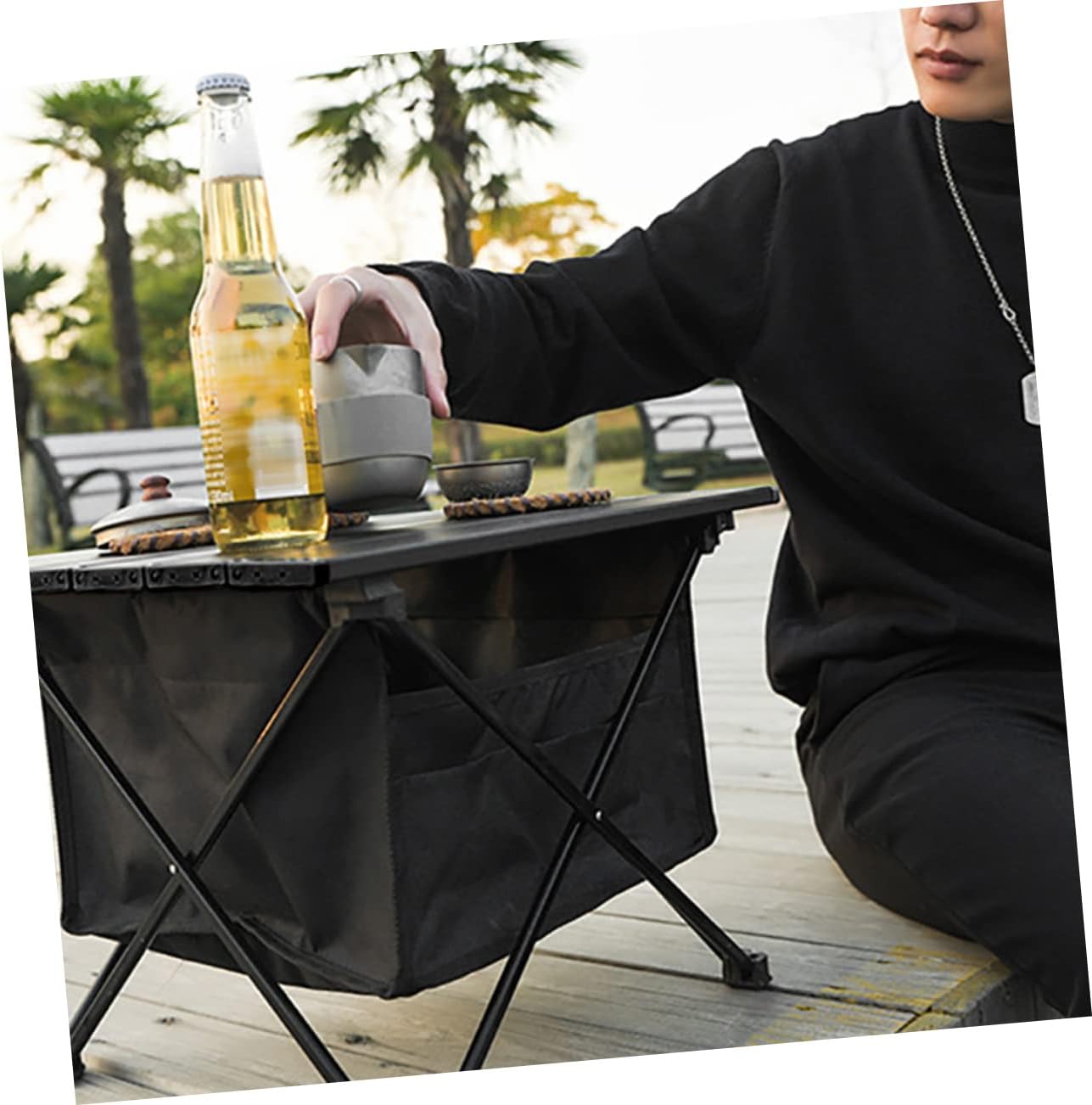 Folding Outdoor Camping Table Storage Bag Lightweight Picnic Table for BBQ Beach Tailgate and Picnics Easy to Assemble and Portable
