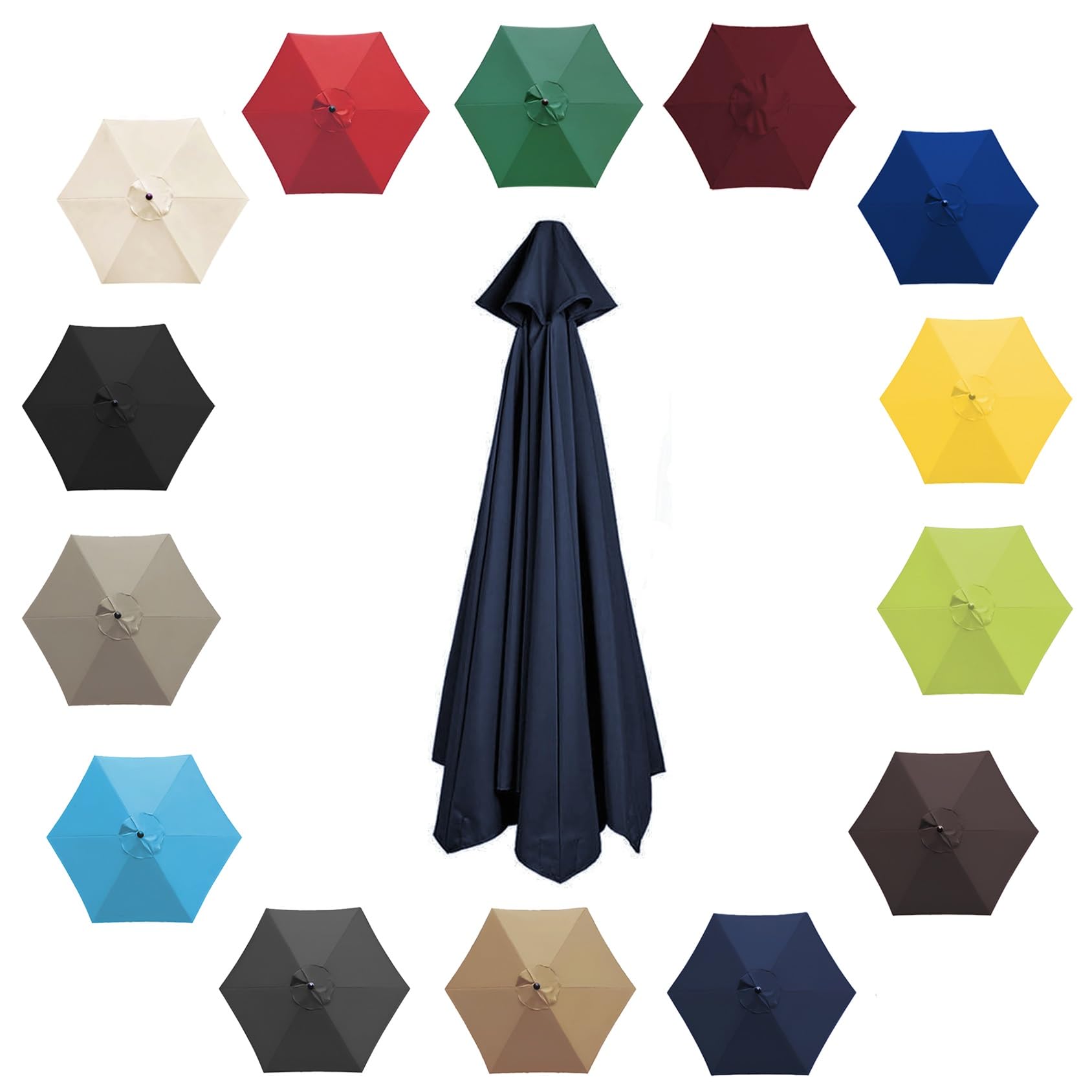 Cmjymx Navy Blue 200Cm 2.7M 300Cm Umbrella Replacement Parasol Canopy, Garden Parasol Canopy Cover For Patio Sun Umbrella, 6 Arms/8 Arms Replacement Parasol Cover, Market Table Umbrella Replacement Top(Color: