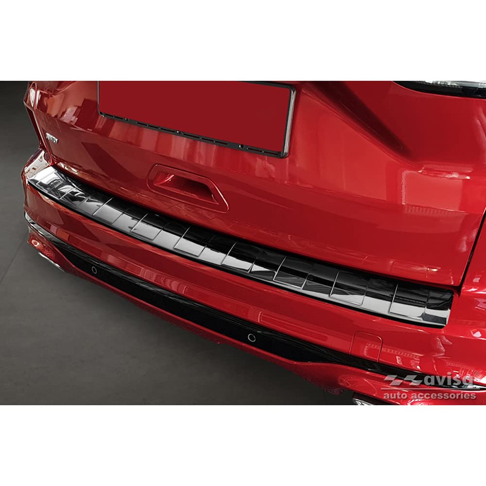 Avisa Black Mirror Stainless Steel Rear bumper protector compatible with Ford Kuga III ST-Line/Hybrid/Vignale 2019-2024 & FL 2024- 'Ribs'