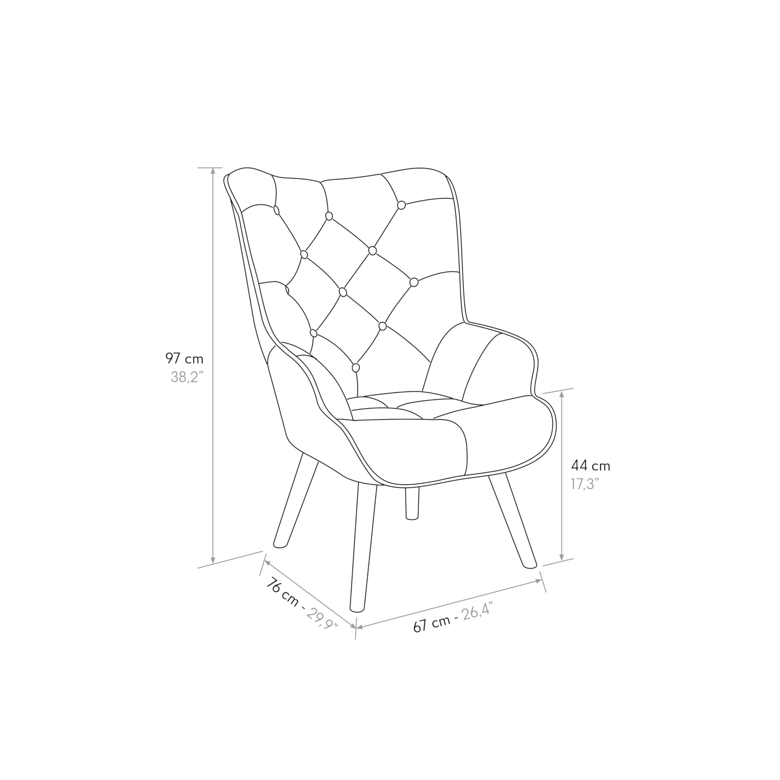 PAZZO DESIGN Poltrona Ludovica, Set Da 1, Multicolore, Poltrona Tessuto, Poltrona Relax, Poltrona Lettura, Poltrona Comoda, Gambe Legno, Con Poggiapiedi - id_2029