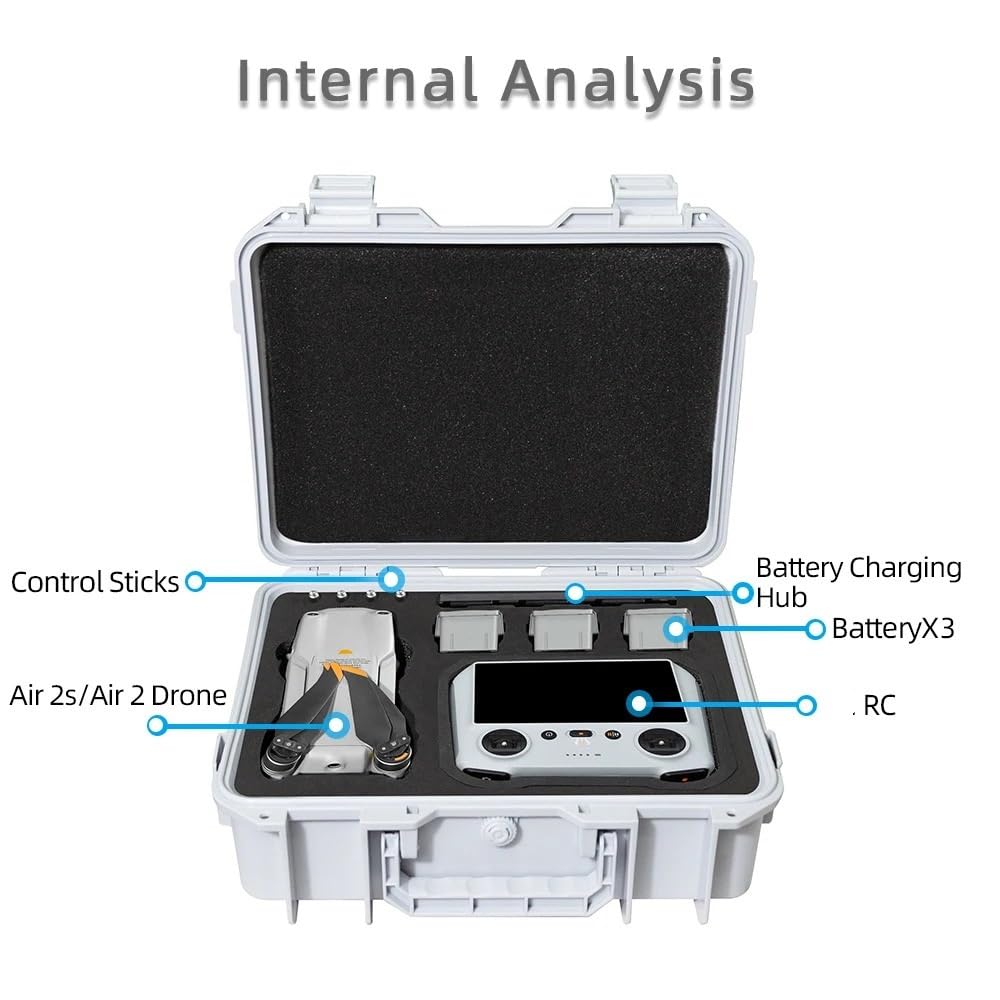 Compatibile con DJI Mavic Air 2S Custodia di archiviazione antideflagrante | Struttura a guscio duro, con cinghia portatile, per conservazione sicura attrezzatura esterna(White with strap)