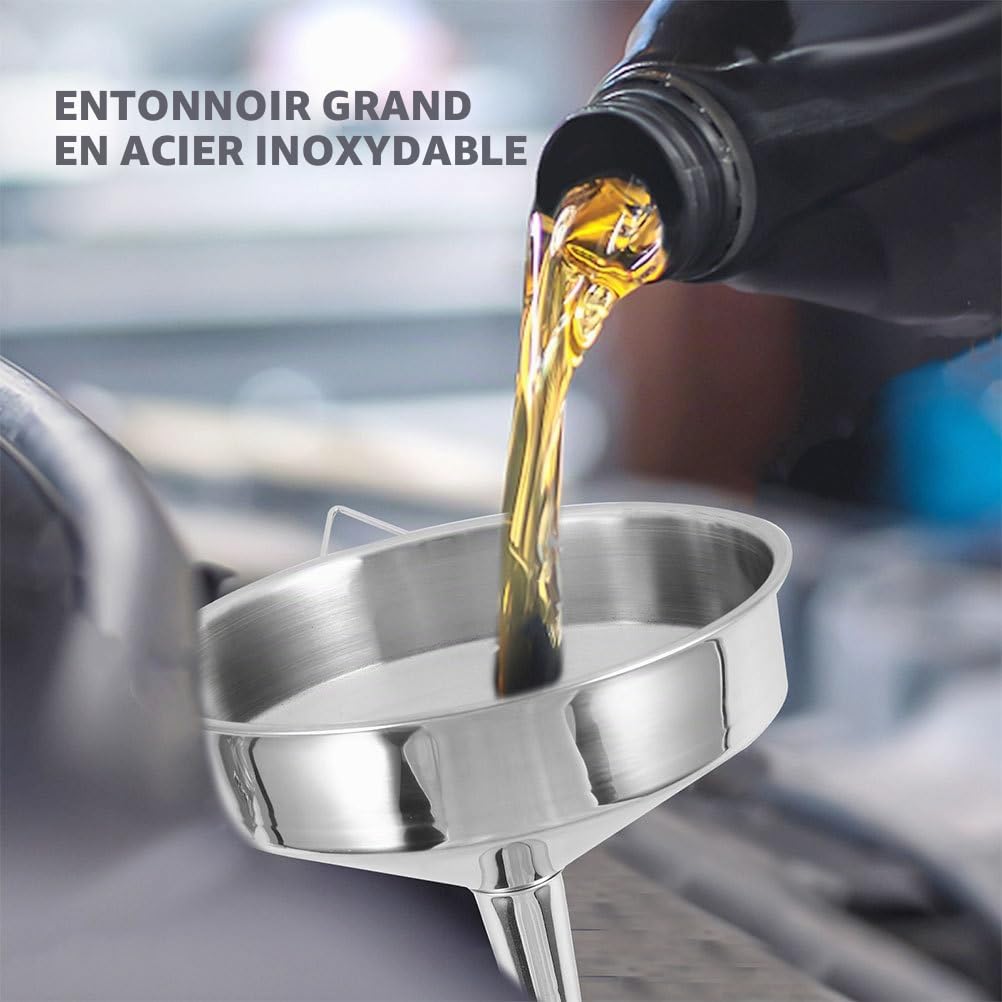 Entonnoir Acier Inoxydable Grand Volume Entonnoir Large Bouche Épais Pour Huile De Cuisson Liquide Industriel Et Transfert Carburant Polyvalent