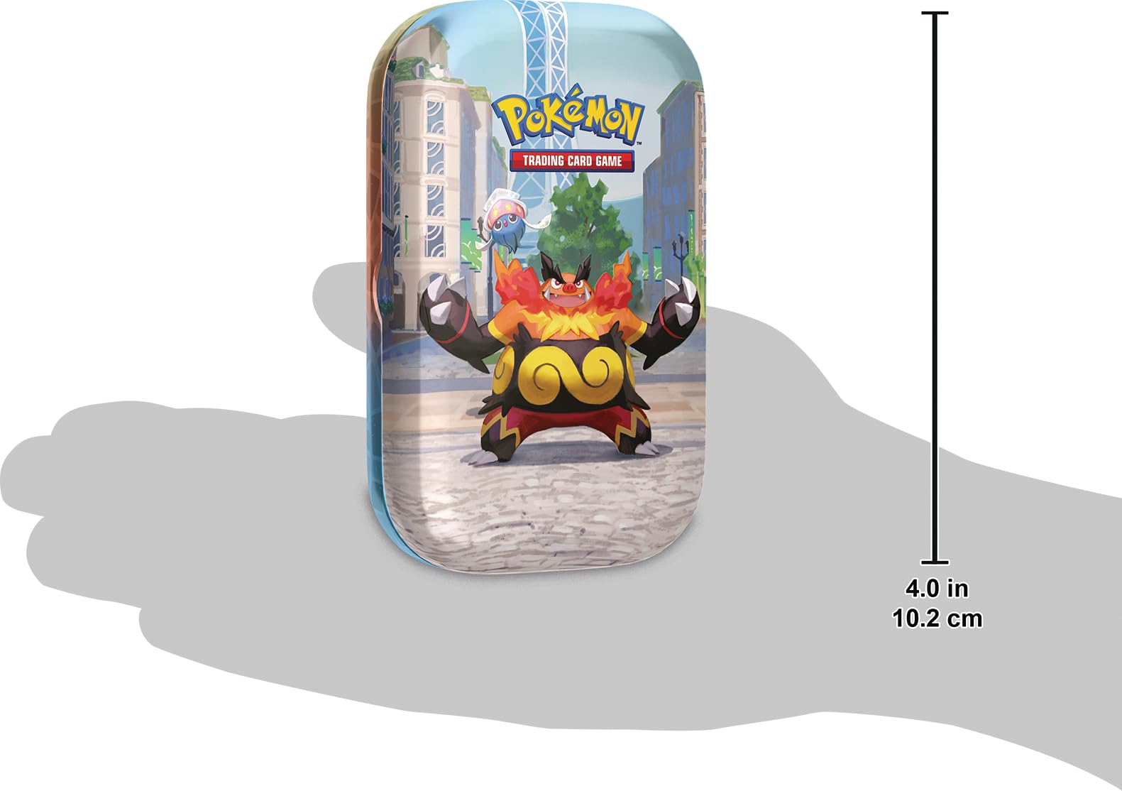 Pokémon: Minilata Ciudad Luminalia: Emboar e Inkay de JCC Pokémon (2 Sobres de Mejora, 1 Tarjeta ilustrada y 1 Pegatina)