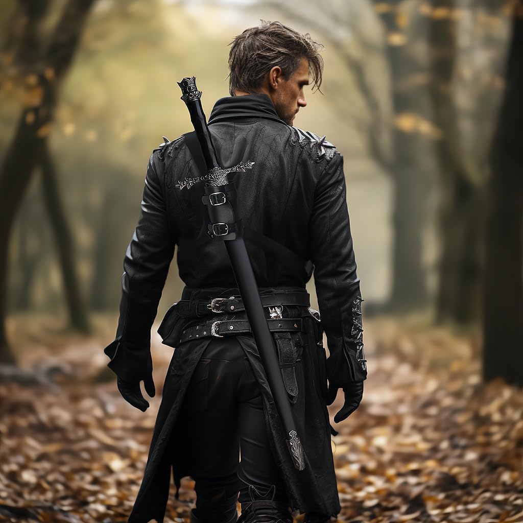 HOMELEX Medieval Leather Back Sword Shoulder Frog - Adjustable Sheath Holster Renaissance Warrior Costume Accessory - Image 4