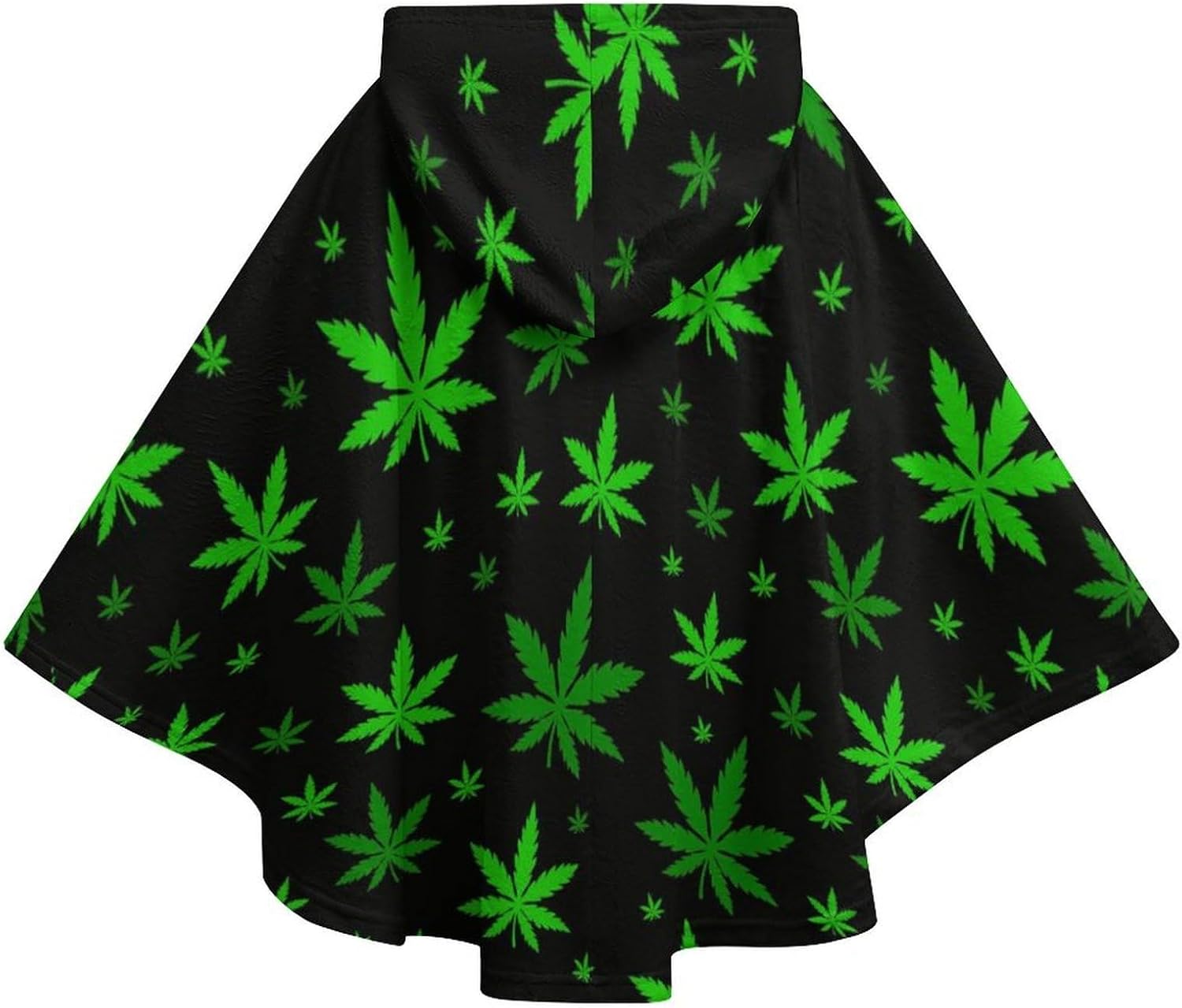 Green Weed Wearable Blanket with Hooded Flannel Blankets Cape with Pocket