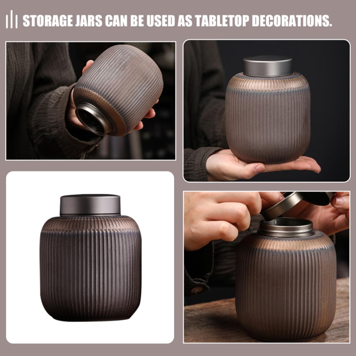 Gadpiparty Tarro de Té de Cerámica Tapa, Estilo Chino Vintage