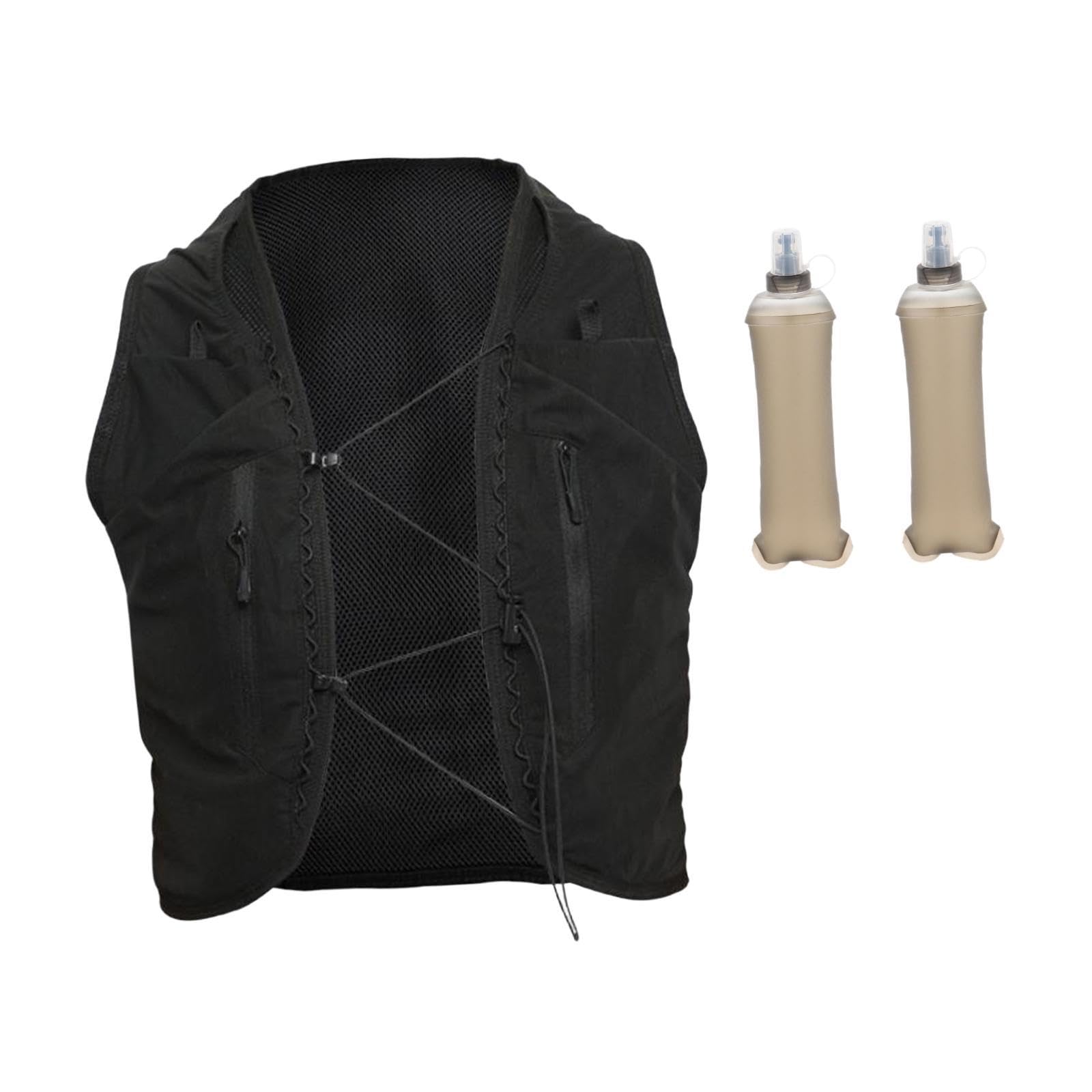Almencla Gilet D'hydratation pour La Course à Pied, Poche à Eau, 2 Bouteilles de 250 ML, équipement de Course, Sac de Sport de 12 L