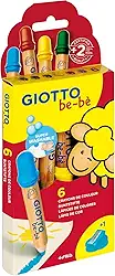 GIOTTO BEBE Lápis de Cor Jumbo Estojo com 6 Cores + 1 Apontador, Aquarelável