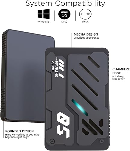Miniatura 2 de Disco duro externo portátil ultra delgado USB 3.1 tipo C almacenamiento HDD para PC, portátil, Mac, Xbox one, PS4, PS5 (1 TB)
