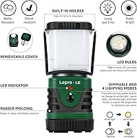 Vista 9 de Lighting EVER Linterna LED de Camping de 1000LM Recargable, Banco de Energía de 4400mAh, Esencial de Camping con 4 Modos de Luz, Linterna Lámpara