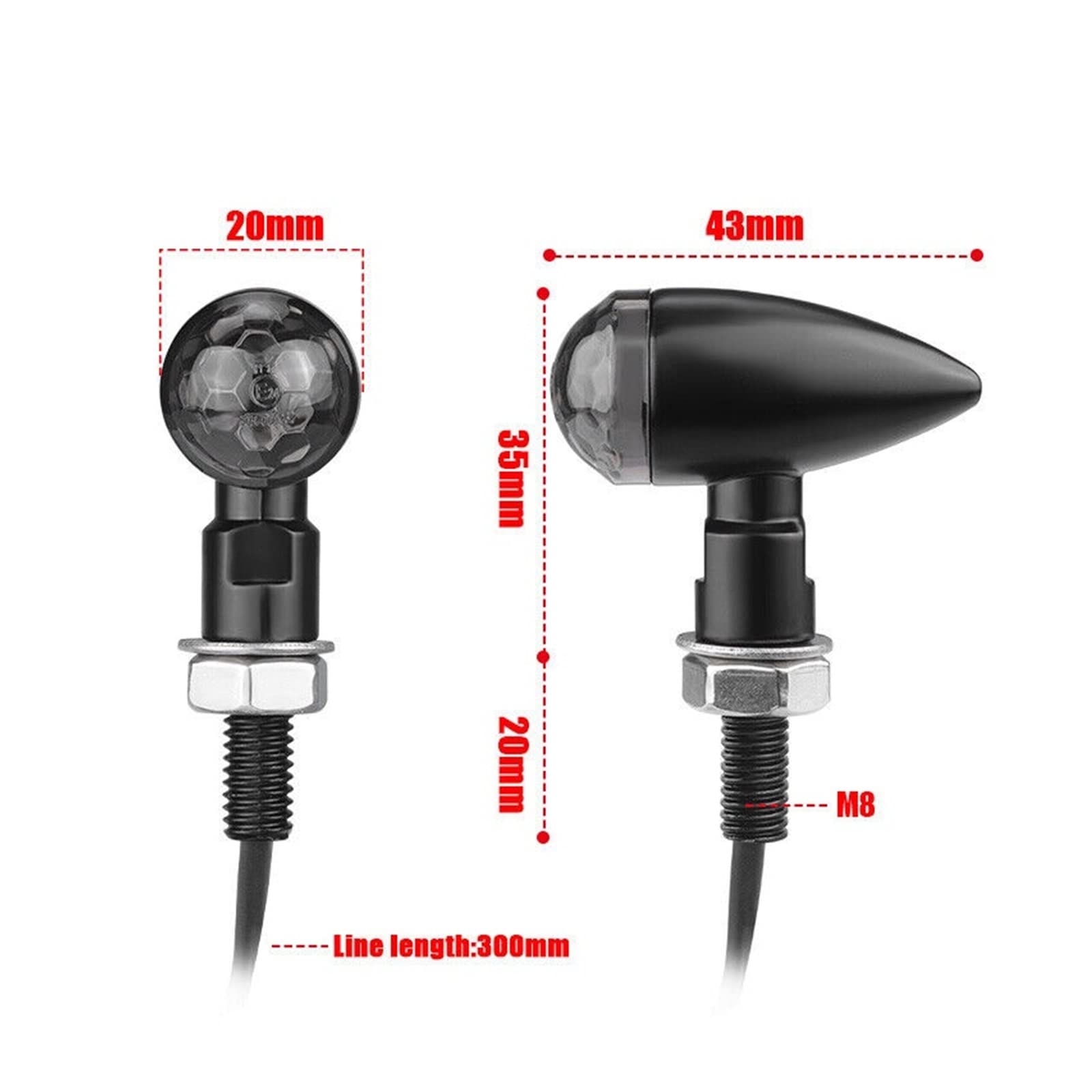 Clignotant Clignotants 2 Pièces LED Moto Clignotant Indicateur Ambre Clignotant Lumière Balle Lampe Voiture Accessoires