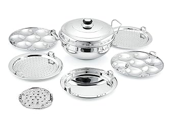 WayMore Triply Multi Kadai Steamer with Induction & GasTop Compatible 5 Plate 2 Idli | 2 Dhokla | 1 Patra | Momo's | 1 Mini Idli, 28.5 cm Dia)