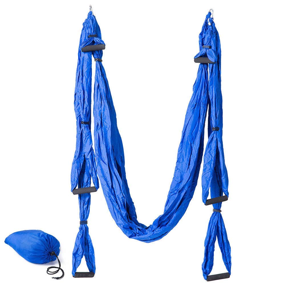 FFitness Yoga Swing | Anti-Gravity Yoga Hammock | Aerial Hammock for Yoga Asana in Blue Nylon TAFFETTA 210T