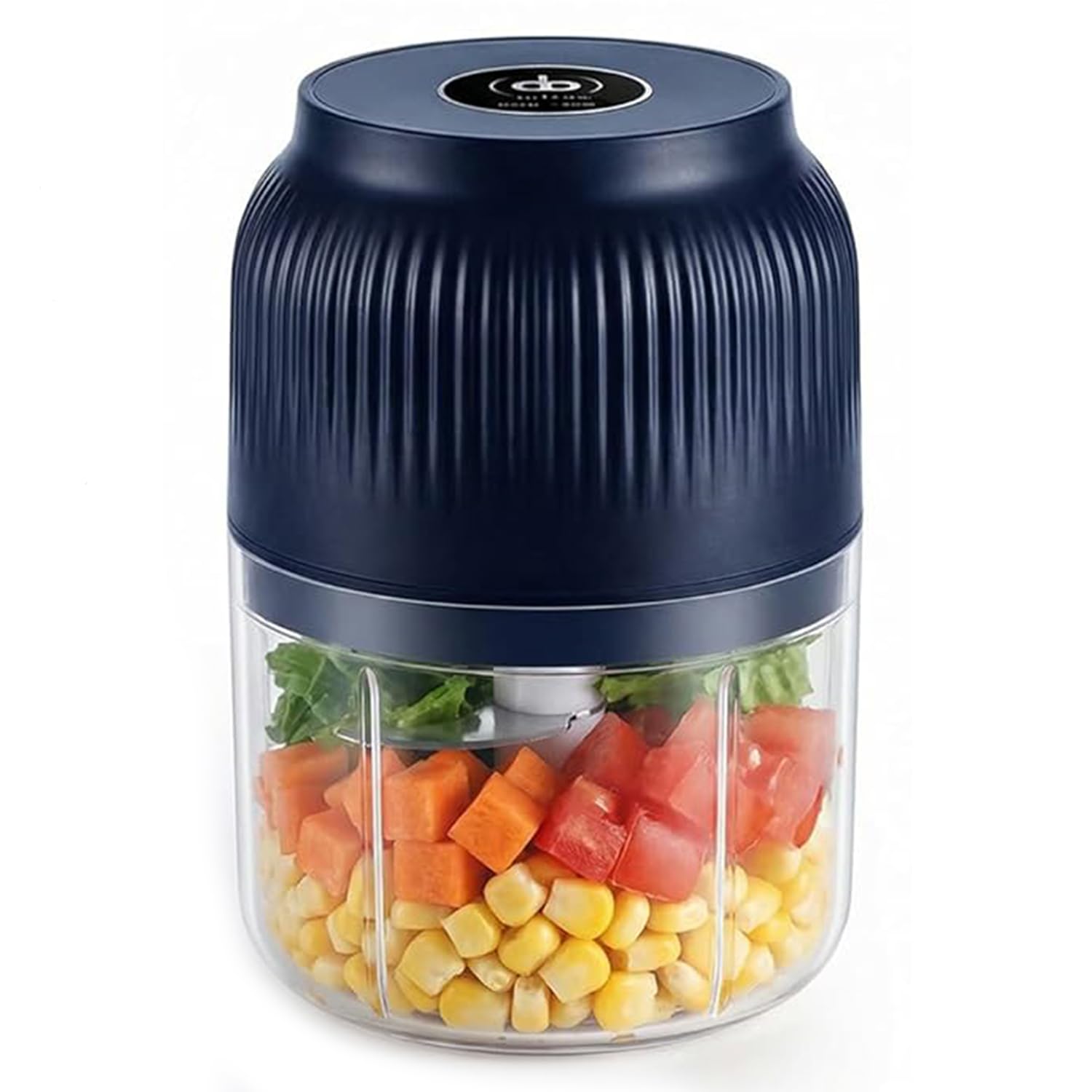 Electric Garlic Chopper, Mini Portable Veggie Chopper USB Charging Food Processor, 320ML Electric Small Garlic Chopper with 6 Stainless Steel Blades & Egg Beater Tool, Wireless Veggie Grinder (Blue)