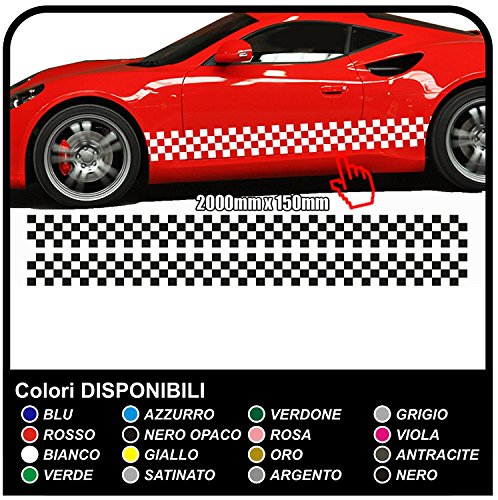 Bandes stickers damier noir adhésif haute résistance pour décoration latérale auto