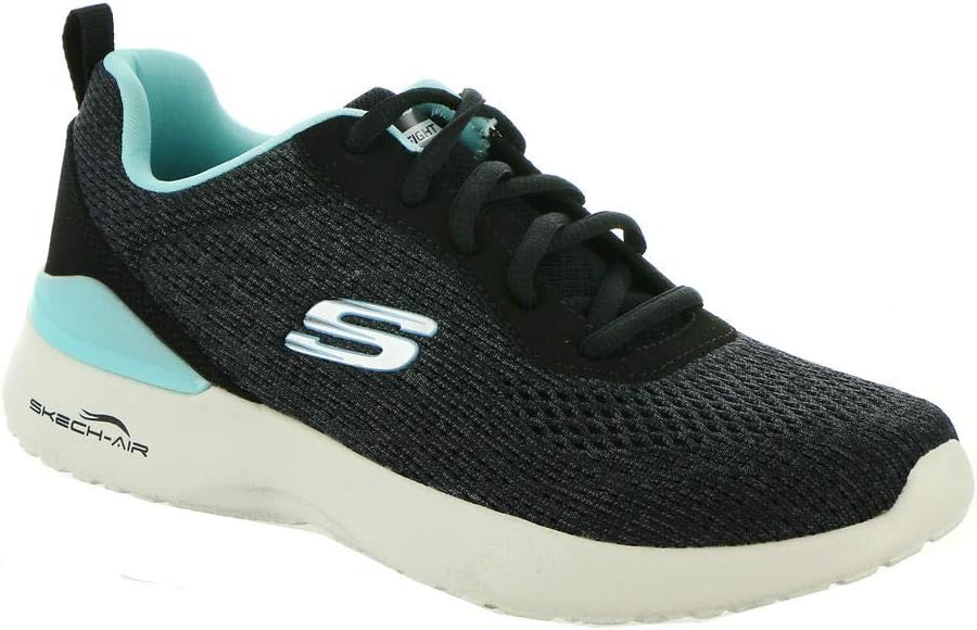 Skechers Women's Skech-Air Dynamight - Top Prize Sneaker, Black/Turquoise, 7.5 W