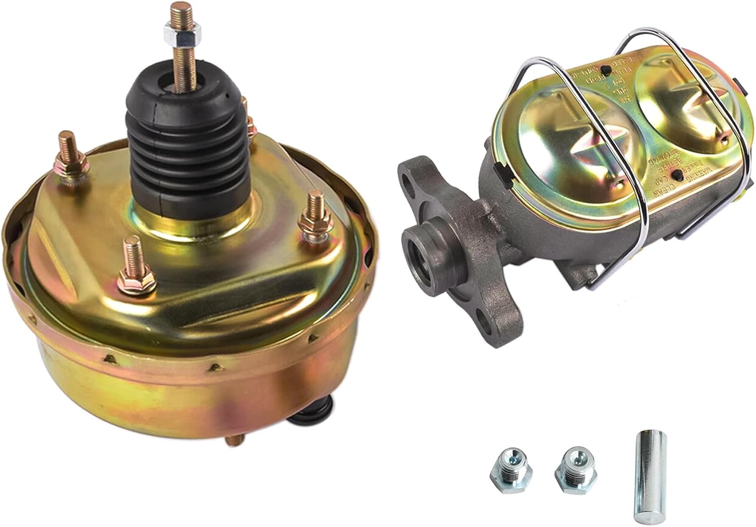 7 Inch Zinc Power Brake Booster Kit with 1 Inch Bore Bail Top Master Cylinder Kit Street Rod Rat Rod