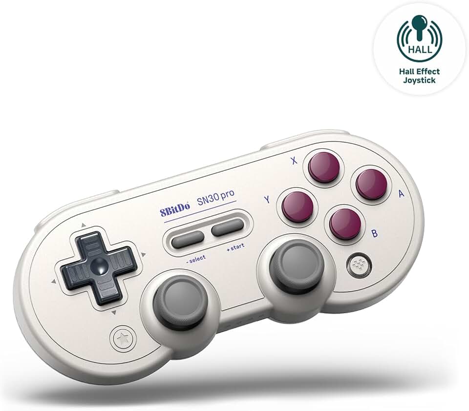 8BitDo SN30 Pro Bluetooth Controller with Hall Effect Joysticks, Rumble Vibration, and Turbo Function, Compatible with Switch/Switch 2, PC, macOS, Android, Steam Deck & Raspberry Pi (G Classic)