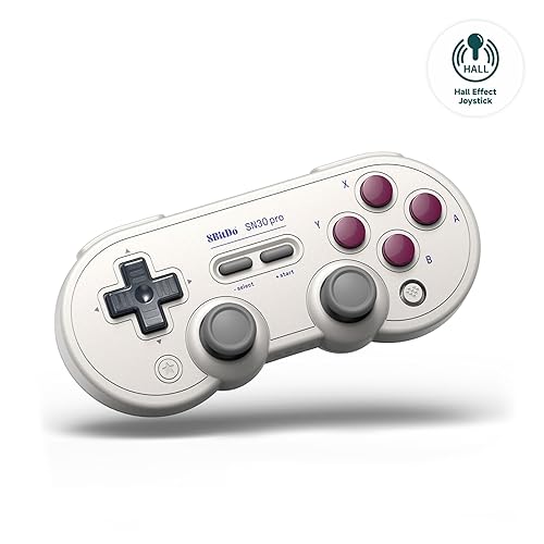 8BitDo SN30 Pro Bluetooth Controller with Hall Effect Joysticks, Rumble Vibration, and Turbo Function, Compatible with Switch/Switch 2, PC, macOS, Android, Steam Deck & Raspberry Pi (G Classic) - Hall Effect Joystick - G Classic Edition