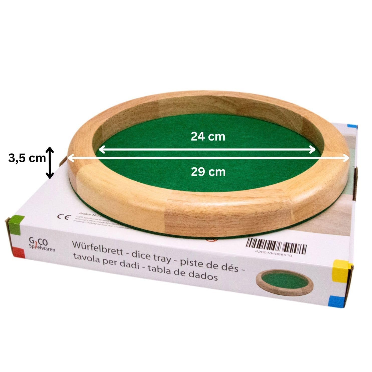 GICO Piste de Jeu de dés Planche à dés Ronde Bois 30 cm H 3,5 cm