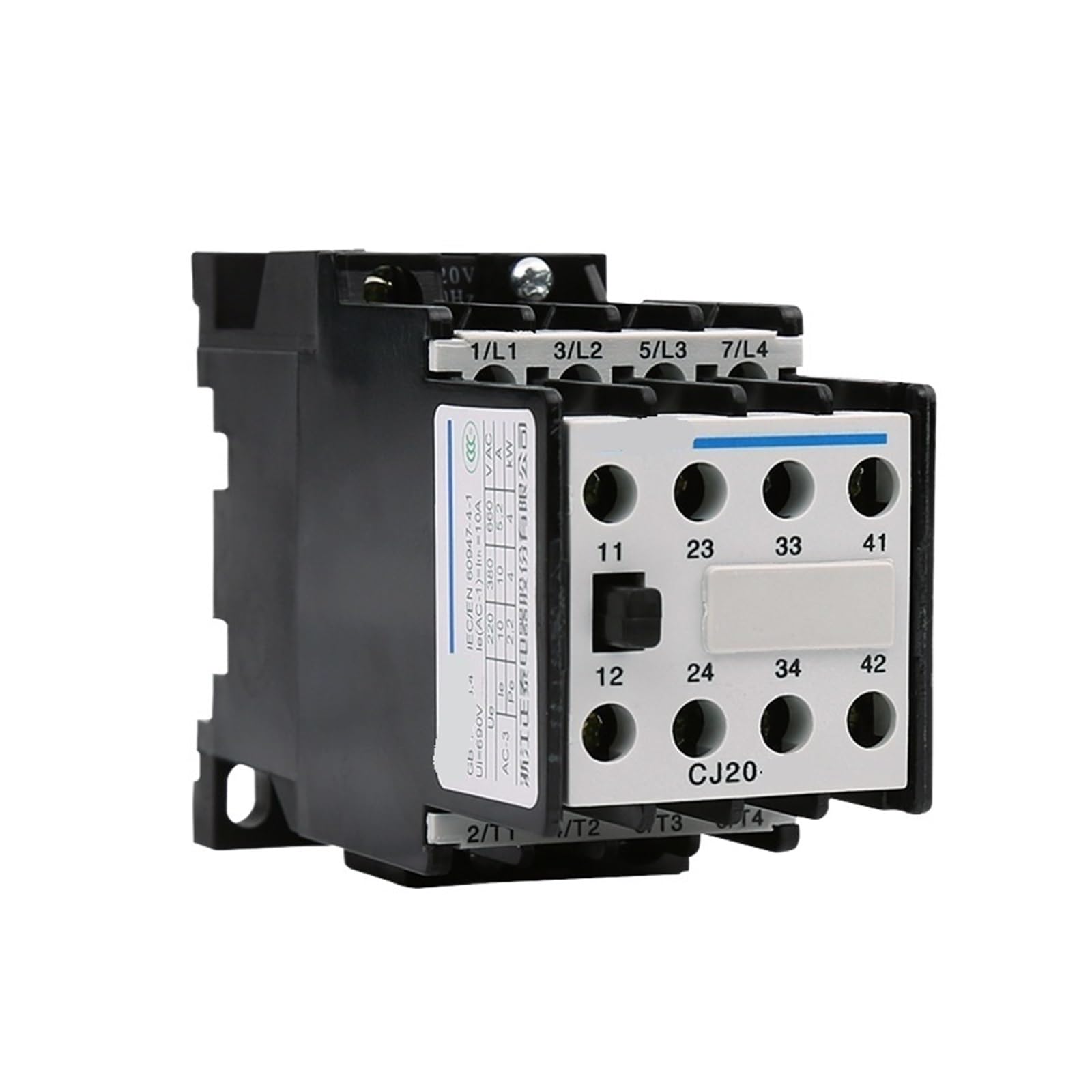 Contacteur AC CJ20-10A 220V triphasé pour circuit électrique industriel