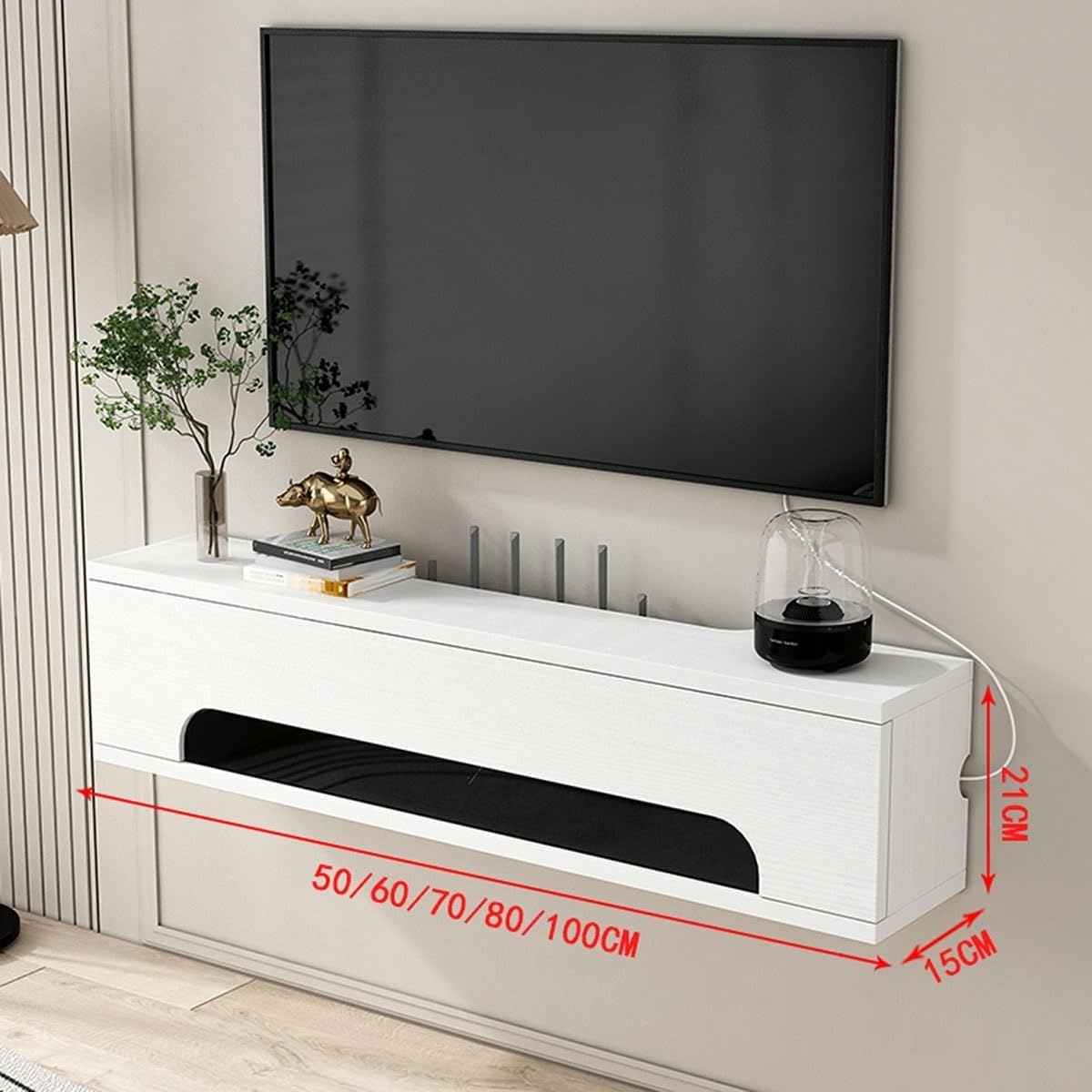 mobile TV Console multimediale moderna a parete con supporto TV galleggiante con spazio for camera da letto, soggiorno con spazio for riporre gli oggetti(Gray,100 * 15 * 21cm)