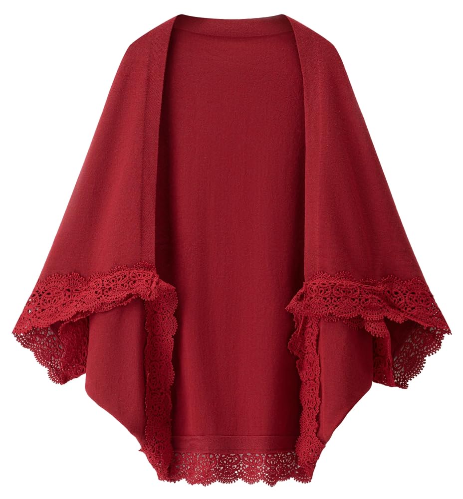 Poncho Cape Lightweight Knit Sweater Cardigan Open Front Shawl Wrap Elegant Fall Winter Outerwear