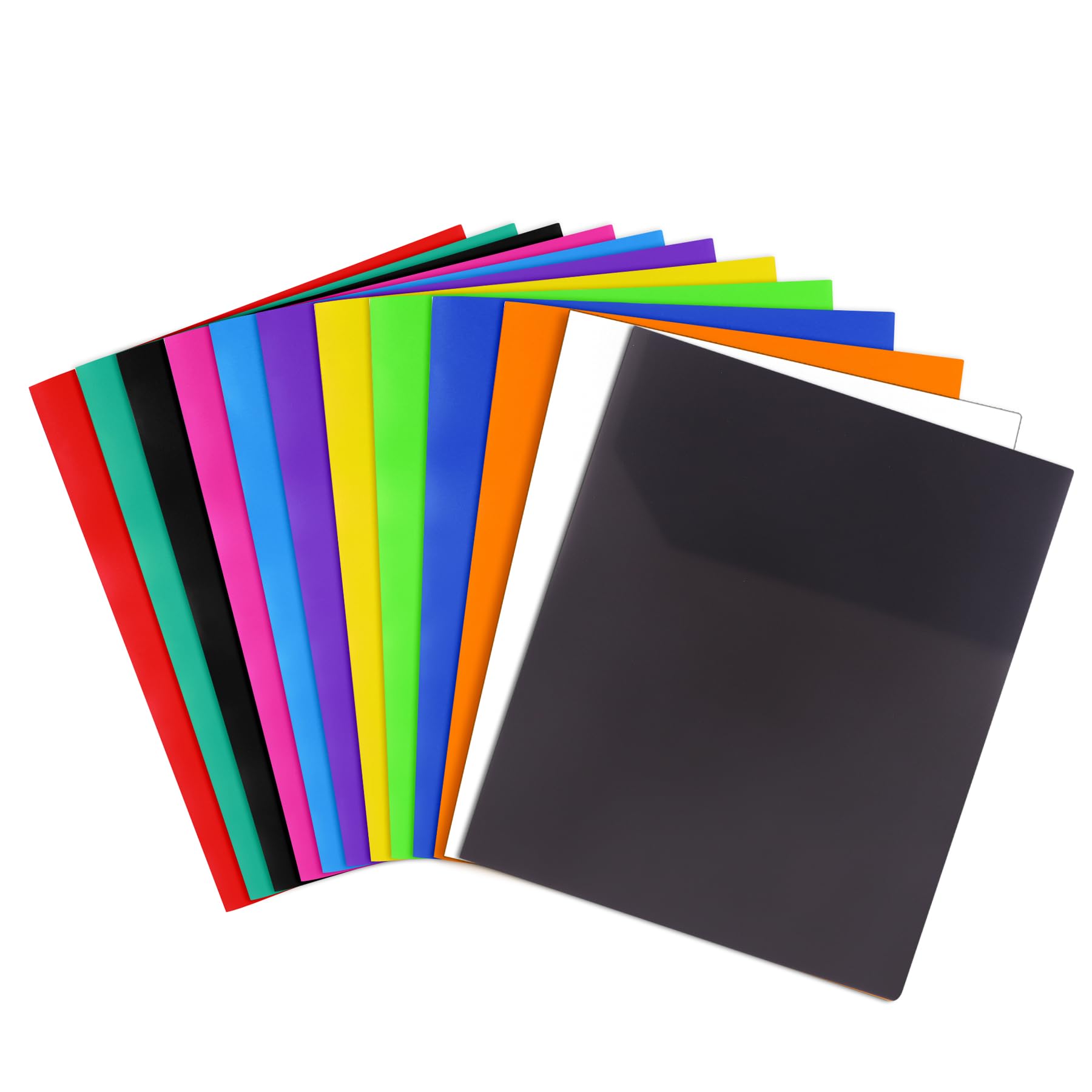 Feosky 10 carpetas de plástico con bolsillos, carpetas de plástico resistente con dos bolsillos, carpetas de bolsillo para archivos para oficina y escuela, tamaño carta, 10 colores surtidos