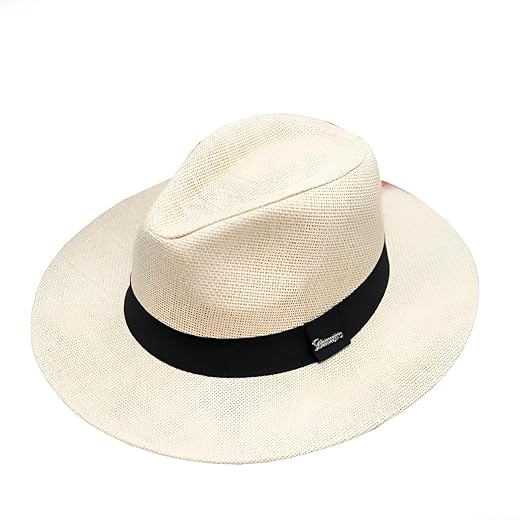 Chapéu Panamá Bege Aba Larga Praia Proteção Solar Elegante Unissex Verão Passeio Moda Casual